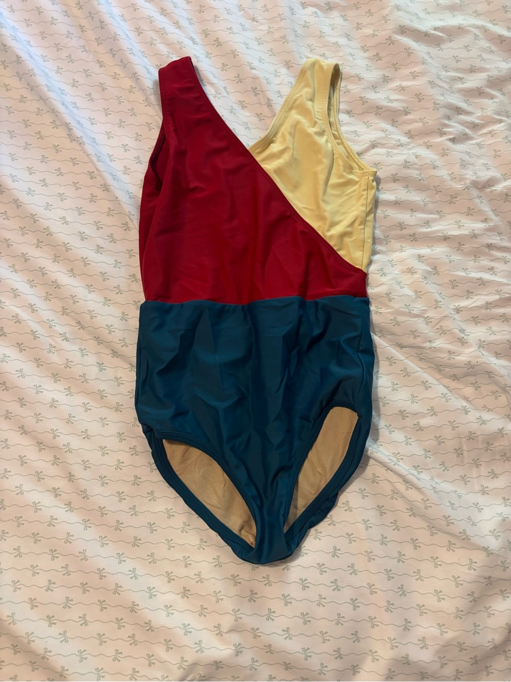 Colorblock Kids leotard - Red, Yellow & Teal five the label